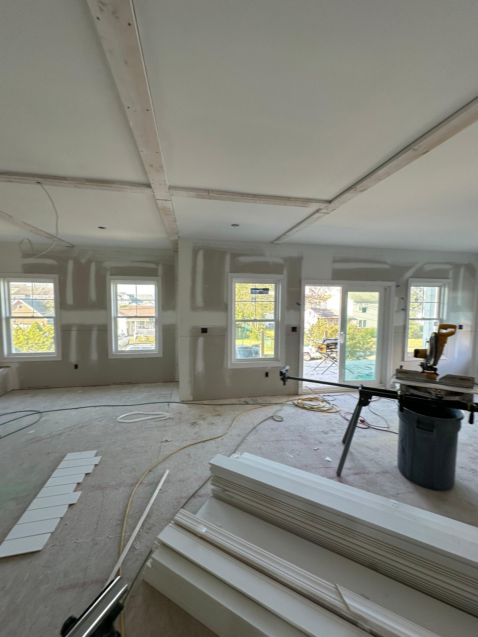 Room during coffered ceiling and finish carpentry construction